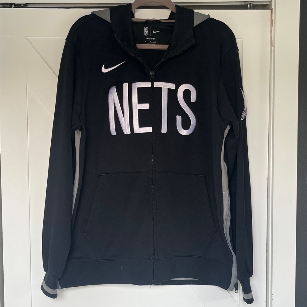 Nike NBA Black and Gray Nets Full Zip Hoodie